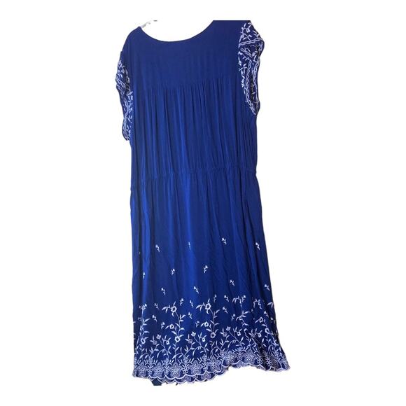 Women Within Blue Dress with White Embroidery Size 26 - Picture 2 of 11